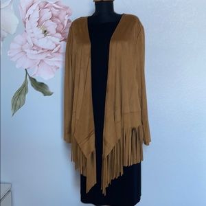 Intro Suede Camel Fringe Jacket Sz S